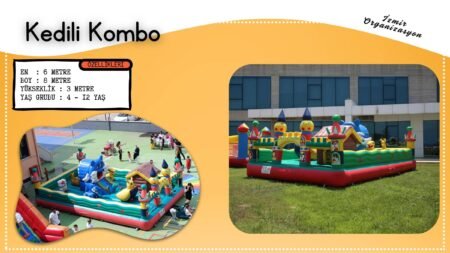 Kedili Kombo Zıpzıp Şişme Oyun Parkı Kaydırak Şişme Oyuncak Kiralama İzmir Organizasyon