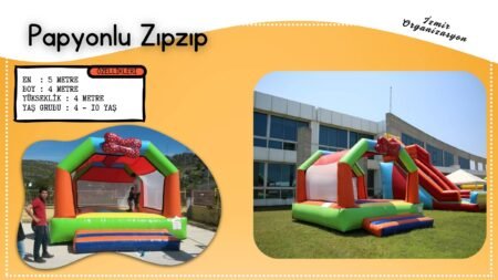 Papyonlu Dev Şişme Zıpzıp Kaydırak Şişme Oyuncak Kiralama İzmir Organizasyon